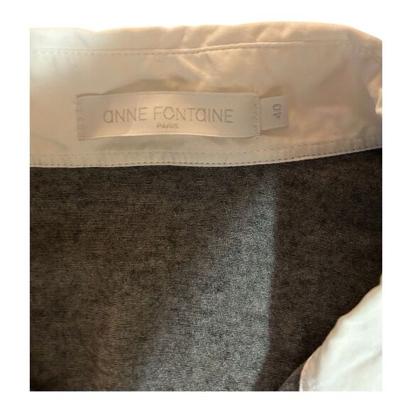 Anne Fontaine Gray and White Long Sleeve Button Down - Picture 2 of 8